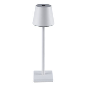 GloboStar® NEGA 60474 Μοντέρνο Επιτραπέζιο Φωτιστικό Πορτατίφ LED 2.2W 154lm 360° DC 5V Επαναφορτιζόμενο με Μπαταρία Li-ion 4000mAh – Διακόπτη Αφής – Θερμό Λευκό 2700K – Dimmable – D10 x H39cm – Λευκό – 2 Years Warranty
