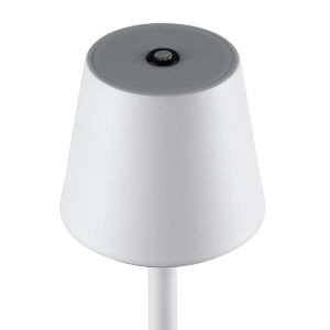 GloboStar® NEGA 60474 Μοντέρνο Επιτραπέζιο Φωτιστικό Πορτατίφ LED 2.2W 154lm 360° DC 5V Επαναφορτιζόμενο με Μπαταρία Li-ion 4000mAh – Διακόπτη Αφής – Θερμό Λευκό 2700K – Dimmable – D10 x H39cm – Λευκό – 2 Years Warranty