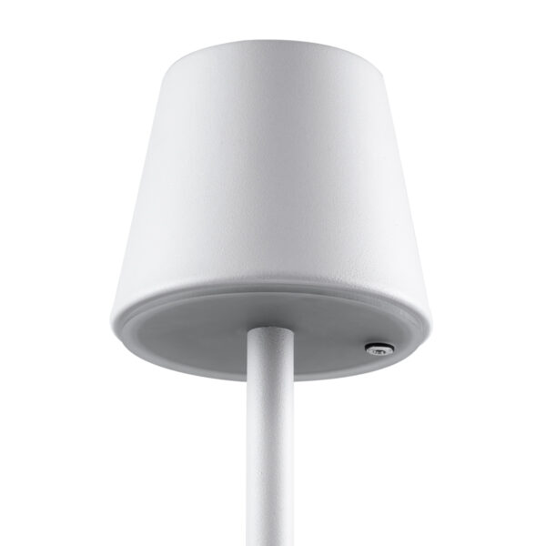 GloboStar® NEGA 60474 Μοντέρνο Επιτραπέζιο Φωτιστικό Πορτατίφ LED 2.2W 154lm 360° DC 5V Επαναφορτιζόμενο με Μπαταρία Li-ion 4000mAh – Διακόπτη Αφής – Θερμό Λευκό 2700K – Dimmable – D10 x H39cm – Λευκό – 2 Years Warranty