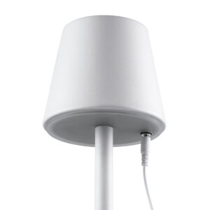 GloboStar® NEGA 60474 Μοντέρνο Επιτραπέζιο Φωτιστικό Πορτατίφ LED 2.2W 154lm 360° DC 5V Επαναφορτιζόμενο με Μπαταρία Li-ion 4000mAh – Διακόπτη Αφής – Θερμό Λευκό 2700K – Dimmable – D10 x H39cm – Λευκό – 2 Years Warranty