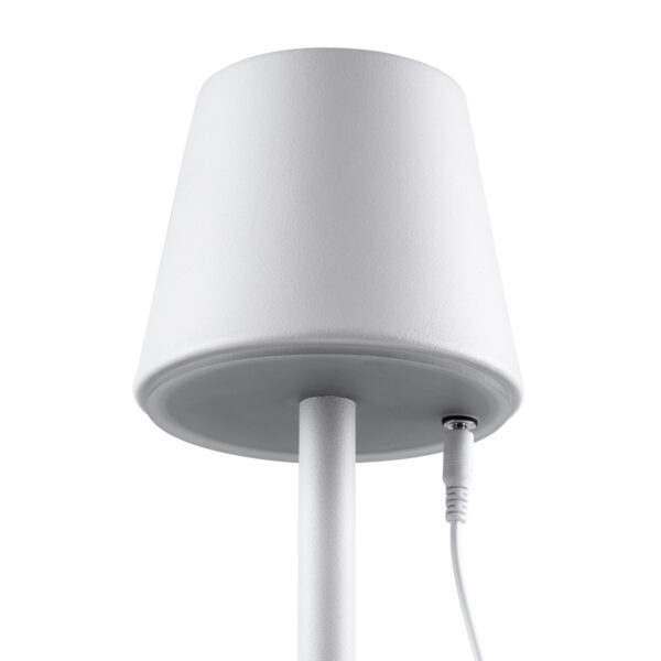 GloboStar® NEGA 60474 Μοντέρνο Επιτραπέζιο Φωτιστικό Πορτατίφ LED 2.2W 154lm 360° DC 5V Επαναφορτιζόμενο με Μπαταρία Li-ion 4000mAh – Διακόπτη Αφής – Θερμό Λευκό 2700K – Dimmable – D10 x H39cm – Λευκό – 2 Years Warranty