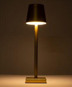 GloboStar® NEGA 60475 Μοντέρνο Επιτραπέζιο Φωτιστικό Πορτατίφ LED 2.2W 154lm 360° DC 5V Επαναφορτιζόμενο με Μπαταρία Li-ion 4000mAh – Διακόπτη Αφής – Θερμό Λευκό 2700K – Dimmable – D10 x H39cm – Χρυσό – 2 Years Warranty