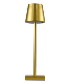 GloboStar® NEGA 60475 Μοντέρνο Επιτραπέζιο Φωτιστικό Πορτατίφ LED 2.2W 154lm 360° DC 5V Επαναφορτιζόμενο με Μπαταρία Li-ion 4000mAh – Διακόπτη Αφής – Θερμό Λευκό 2700K – Dimmable – D10 x H39cm – Χρυσό – 2 Years Warranty