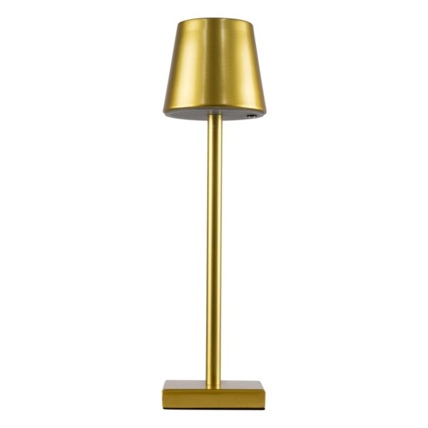 GloboStar® NEGA 60475 Μοντέρνο Επιτραπέζιο Φωτιστικό Πορτατίφ LED 2.2W 154lm 360° DC 5V Επαναφορτιζόμενο με Μπαταρία Li-ion 4000mAh – Διακόπτη Αφής – Θερμό Λευκό 2700K – Dimmable – D10 x H39cm – Χρυσό – 2 Years Warranty