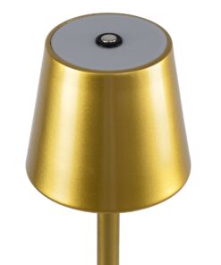 GloboStar® NEGA 60475 Μοντέρνο Επιτραπέζιο Φωτιστικό Πορτατίφ LED 2.2W 154lm 360° DC 5V Επαναφορτιζόμενο με Μπαταρία Li-ion 4000mAh – Διακόπτη Αφής – Θερμό Λευκό 2700K – Dimmable – D10 x H39cm – Χρυσό – 2 Years Warranty