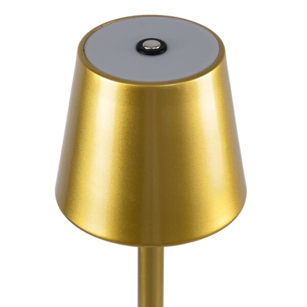 GloboStar® NEGA 60475 Μοντέρνο Επιτραπέζιο Φωτιστικό Πορτατίφ LED 2.2W 154lm 360° DC 5V Επαναφορτιζόμενο με Μπαταρία Li-ion 4000mAh – Διακόπτη Αφής – Θερμό Λευκό 2700K – Dimmable – D10 x H39cm – Χρυσό – 2 Years Warranty