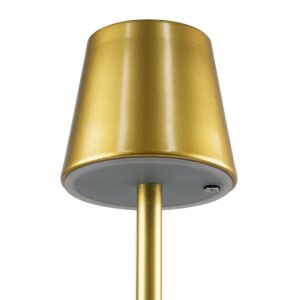 GloboStar® NEGA 60475 Μοντέρνο Επιτραπέζιο Φωτιστικό Πορτατίφ LED 2.2W 154lm 360° DC 5V Επαναφορτιζόμενο με Μπαταρία Li-ion 4000mAh – Διακόπτη Αφής – Θερμό Λευκό 2700K – Dimmable – D10 x H39cm – Χρυσό – 2 Years Warranty