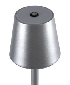 GloboStar® NEGA 60476 Μοντέρνο Επιτραπέζιο Φωτιστικό Πορτατίφ LED 2.2W 154lm 360° DC 5V Επαναφορτιζόμενο με Μπαταρία Li-ion 4000mAh – Διακόπτη Αφής – Θερμό Λευκό 2700K – Dimmable – D10 x H39cm – Ασημί – 2 Years Warranty