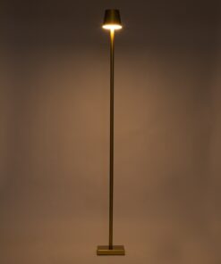 GloboStar® NEGA 60479 Μοντέρνο Επιδαπέδιο Φωτιστικό LED 2.2W 154lm 360° DC 5V Επαναφορτιζόμενο με Μπαταρία Li-ion 4000mAh – Διακόπτη Αφής – Θερμό Λευκό 2700K – Dimmable – D10 x H135cm – Χρυσό – 2 Years Warranty