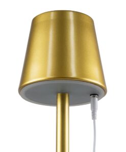 GloboStar® NEGA 60479 Μοντέρνο Επιδαπέδιο Φωτιστικό LED 2.2W 154lm 360° DC 5V Επαναφορτιζόμενο με Μπαταρία Li-ion 4000mAh – Διακόπτη Αφής – Θερμό Λευκό 2700K – Dimmable – D10 x H135cm – Χρυσό – 2 Years Warranty