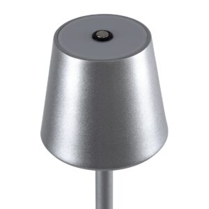 GloboStar® NEGA 60480 Μοντέρνο Επιδαπέδιο Φωτιστικό LED 2.2W 154lm 360° DC 5V Επαναφορτιζόμενο με Μπαταρία Li-ion 4000mAh – Διακόπτη Αφής – Θερμό Λευκό 2700K – Dimmable – D10 x H135cm – Ασημί – 2 Years Warranty