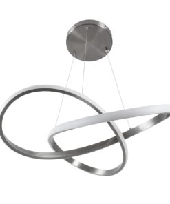 GloboStar® DEXTER 60498 Κρεμαστό Φωτιστικό Οροφής Design LED CCT 72W 8064lm 300° AC 220-240V – Εναλλαγή Φωτισμού μέσω Τηλεχειριστηρίου All In One Ψυχρό 6000k+Φυσικό 4500k+Θερμό 2700k Dimmable Φ56cm – Νίκελ Ασημί Βούρτσας – 3 Years Warranty