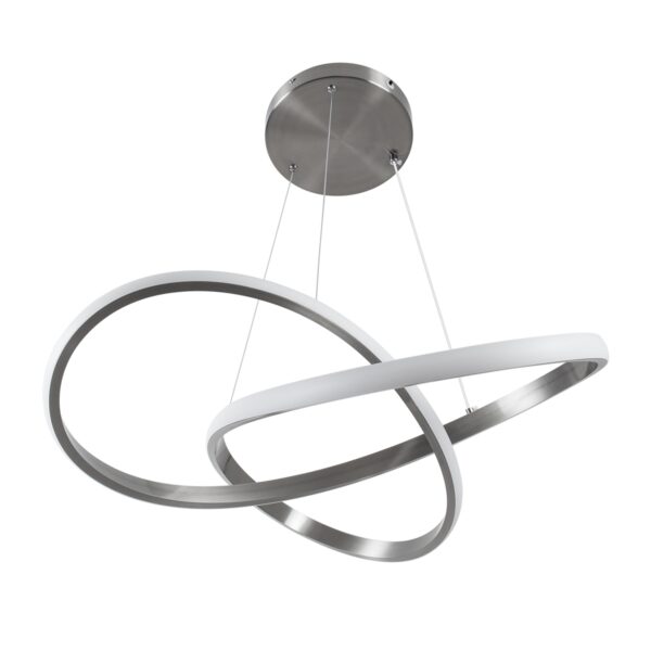 GloboStar® DEXTER 60498 Κρεμαστό Φωτιστικό Οροφής Design LED CCT 72W 8064lm 300° AC 220-240V – Εναλλαγή Φωτισμού μέσω Τηλεχειριστηρίου All In One Ψυχρό 6000k+Φυσικό 4500k+Θερμό 2700k Dimmable Φ56cm – Νίκελ Ασημί Βούρτσας – 3 Years Warranty