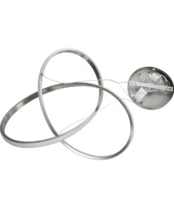 GloboStar® DEXTER 60498 Κρεμαστό Φωτιστικό Οροφής Design LED CCT 72W 8064lm 300° AC 220-240V – Εναλλαγή Φωτισμού μέσω Τηλεχειριστηρίου All In One Ψυχρό 6000k+Φυσικό 4500k+Θερμό 2700k Dimmable Φ56cm – Νίκελ Ασημί Βούρτσας – 3 Years Warranty