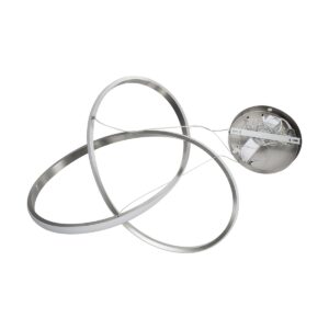 GloboStar® DEXTER 60498 Κρεμαστό Φωτιστικό Οροφής Design LED CCT 72W 8064lm 300° AC 220-240V – Εναλλαγή Φωτισμού μέσω Τηλεχειριστηρίου All In One Ψυχρό 6000k+Φυσικό 4500k+Θερμό 2700k Dimmable Φ56cm – Νίκελ Ασημί Βούρτσας – 3 Years Warranty