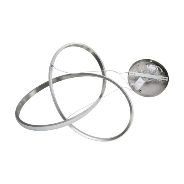 GloboStar® DEXTER 60498 Κρεμαστό Φωτιστικό Οροφής Design LED CCT 72W 8064lm 300° AC 220-240V – Εναλλαγή Φωτισμού μέσω Τηλεχειριστηρίου All In One Ψυχρό 6000k+Φυσικό 4500k+Θερμό 2700k Dimmable Φ56cm – Νίκελ Ασημί Βούρτσας – 3 Years Warranty