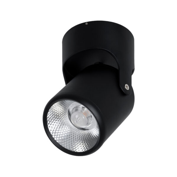 GloboStar® DETRONIC 60505 Επιφανειακό Κινούμενο Spot Downlight LED 10W 1250lm 24° AC 220-240V IP20 Φ9cm x Υ16cm – Στρόγγυλο – Μαύρο – Θερμό Λευκό 2700K – Bridgelux COB – TÜV Certified Driver – 5 Χρόνια Εγγύηση