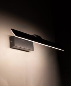 GloboStar® MIRROR 60513 Φωτιστικό Τοίχου – Απλίκα LED 12W 1440lm 120° AC 85-265V IP54 Φυσικό Λευκό 4500K Γκρι Μέταλλο – Μ42 x Π5 x Υ15cm – 2 Xρόνια Εγγύηση