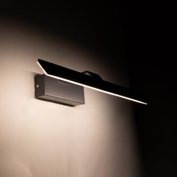 GloboStar® MIRROR 60513 Φωτιστικό Τοίχου – Απλίκα LED 12W 1440lm 120° AC 85-265V IP54 Φυσικό Λευκό 4500K Γκρι Μέταλλο – Μ42 x Π5 x Υ15cm – 2 Xρόνια Εγγύηση
