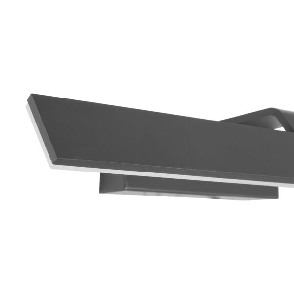 GloboStar® MIRROR 60513 Φωτιστικό Τοίχου – Απλίκα LED 12W 1440lm 120° AC 85-265V IP54 Φυσικό Λευκό 4500K Γκρι Μέταλλο – Μ42 x Π5 x Υ15cm – 2 Xρόνια Εγγύηση