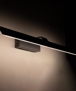 GloboStar® MIRROR 60516 Φωτιστικό Τοίχου – Απλίκα LED 14W 1680lm 120° AC 85-265V IP54 Φυσικό Λευκό 4500K Γκρι Μέταλλο – Μ58 x Π15 x Υ6cm – 2 Xρόνια Εγγύηση