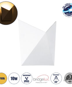 GloboStar® STEALTH 60518 Φωτιστικό Τοίχου – Απλίκα Αρχιτεκτονικού Φωτισμού Εσωτερικού/Εξωτερικού Χώρου Up or Down LED 10W 1000lm 60° AC220-240V Αδιάβροχο IP65 – Σώμα Αλουμινίου & Tempered Glass – Μ17 x Π17 x Υ7.5cm – Θερμό Λευκό 2700K – Λευκό – Bridgelux Chip – 5 Years Warranty