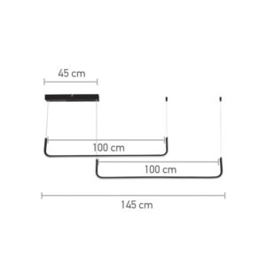 InLight Κρεμαστό φωτιστικό LED 38W CCT σε μαύρη απόχρωση D:145cm (6052-BL)