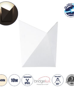 GloboStar® STEALTH 60521 Φωτιστικό Τοίχου – Απλίκα Αρχιτεκτονικού Φωτισμού Εσωτερικού/Εξωτερικού Χώρου Up or Down LED 10W 1100lm 60° AC220-240V Αδιάβροχο IP65 – Σώμα Αλουμινίου & Tempered Glass – Μ17 x Π17 x Υ7.5cm – Φυσικό Λευκό 4500K – Λευκό – Bridgelux Chip – 5 Years Warranty
