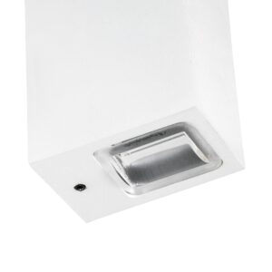 GloboStar® LINOR 60527 Φωτιστικό Τοίχου – Απλίκα Αρχιτεκτονικού Φωτισμού Εσωτερικού/Εξωτερικού Χώρου Up & Down LED 10W 1000lm 60° AC220-240V Αδιάβροχο IP65 – Σώμα Αλουμινίου & Tempered Glass – Μ12.5 x Π6 x Υ4cm – Θερμό Λευκό 2700K – Λευκό – Bridgelux Chip – 5 Years Warranty