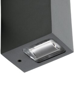 GloboStar® LINOR 60528 Φωτιστικό Τοίχου – Απλίκα Αρχιτεκτονικού Φωτισμού Εσωτερικού/Εξωτερικού Χώρου Up & Down LED 10W 1000lm 60° AC220-240V Αδιάβροχο IP65 – Σώμα Αλουμινίου & Tempered Glass – Μ12.5 x Π6 x Υ4cm – Θερμό Λευκό 2700K – Γκρι Ανθρακί – Bridgelux Chip – 5 Years Warranty