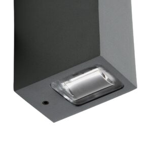 GloboStar® LINOR 60528 Φωτιστικό Τοίχου – Απλίκα Αρχιτεκτονικού Φωτισμού Εσωτερικού/Εξωτερικού Χώρου Up & Down LED 10W 1000lm 60° AC220-240V Αδιάβροχο IP65 – Σώμα Αλουμινίου & Tempered Glass – Μ12.5 x Π6 x Υ4cm – Θερμό Λευκό 2700K – Γκρι Ανθρακί – Bridgelux Chip – 5 Years Warranty