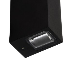 GloboStar® LINOR 60529 Φωτιστικό Τοίχου – Απλίκα Αρχιτεκτονικού Φωτισμού Εσωτερικού/Εξωτερικού Χώρου Up & Down LED 10W 1000lm 60° AC220-240V Αδιάβροχο IP65 – Σώμα Αλουμινίου & Tempered Glass – Μ12.5 x Π6 x Υ4cm – Θερμό Λευκό 2700K – Μαύρο – Bridgelux Chip – 5 Years Warranty