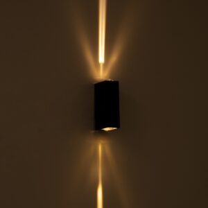 GloboStar® LINOR 60529 Φωτιστικό Τοίχου – Απλίκα Αρχιτεκτονικού Φωτισμού Εσωτερικού/Εξωτερικού Χώρου Up & Down LED 10W 1000lm 60° AC220-240V Αδιάβροχο IP65 – Σώμα Αλουμινίου & Tempered Glass – Μ12.5 x Π6 x Υ4cm – Θερμό Λευκό 2700K – Μαύρο – Bridgelux Chip – 5 Years Warranty