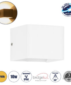 GloboStar® CIRCOA 60533 Φωτιστικό Τοίχου – Απλίκα Αρχιτεκτονικού Φωτισμού Εσωτερικού/Εξωτερικού Χώρου Up & Down LED 10W 1056lm 60° AC 220-240V IP44 Μ10 x Π8 x Υ10cm – Θερμό Λευκό 2700K – Λευκό – Bridgelux Chip – 3 Years Warranty