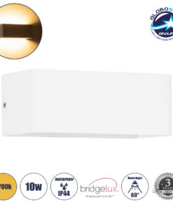 GloboStar® CIRCOA 60542 Φωτιστικό Τοίχου – Απλίκα Αρχιτεκτονικού Φωτισμού Εσωτερικού/Εξωτερικού Χώρου Up & Down LED 10W 1080lm 60° AC 220-240V IP44 Μ20 x Π8 x Υ10cm – Θερμό Λευκό 2700K – Λευκό – Bridgelux Chip – 3 Years Warranty