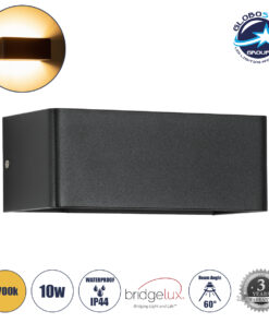 GloboStar® CIRCOA 60544 Φωτιστικό Τοίχου – Απλίκα Αρχιτεκτονικού Φωτισμού Εσωτερικού/Εξωτερικού Χώρου Up & Down LED 10W 1080lm 60° AC 220-240V IP44 Μ20 x Π8 x Υ10cm – Θερμό Λευκό 2700K – Μαύρο – Bridgelux Chip – 3 Years Warranty