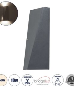 GloboStar® TRIANDE 60555 Φωτιστικό Τοίχου – Απλίκα Αρχιτεκτονικού Φωτισμού Εσωτερικού/Εξωτερικού Χώρου Up & Down LED 10W 1200lm 5° & 60° AC 220-240V IP65 Μ8.5 x Π8.5 x Υ20cm – Φυσικό Λευκό 4500K – Γκρι Αλουμίνιο – Bridgelux Chip – 3 Χρόνια Εγγύηση