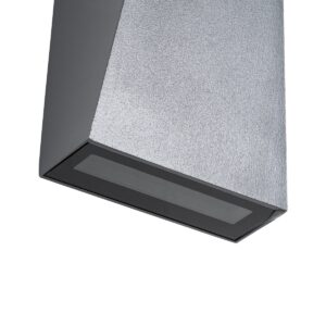 GloboStar® TRIANDE 60555 Φωτιστικό Τοίχου – Απλίκα Αρχιτεκτονικού Φωτισμού Εσωτερικού/Εξωτερικού Χώρου Up & Down LED 10W 1200lm 5° & 60° AC 220-240V IP65 Μ8.5 x Π8.5 x Υ20cm – Φυσικό Λευκό 4500K – Γκρι Αλουμίνιο – Bridgelux Chip – 3 Χρόνια Εγγύηση