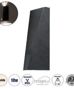 GloboStar® TRIANDE 60556 Φωτιστικό Τοίχου – Απλίκα Αρχιτεκτονικού Φωτισμού Εσωτερικού/Εξωτερικού Χώρου Up & Down LED 10W 1200lm 5° & 60° AC 220-240V IP65 Μ8.5 x Π8.5 x Υ20cm – Φυσικό Λευκό 4500K – Μαύρο Αλουμίνιο – Bridgelux Chip – 3 Χρόνια Εγγύηση