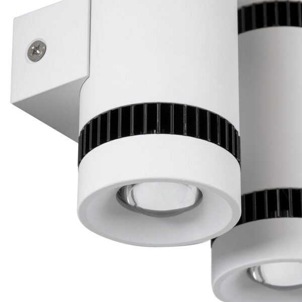 GloboStar® CANNONAL 60578 Φωτιστικό Τοίχου – Απλίκα Αρχιτεκτονικού Φωτισμού Εσωτερικού Χώρου Up & Down LED 20W 2300lm 30° AC 220-240V IP20 Μ12 x Π6.5 x Υ11cm – Θερμό Λευκό 2700K – Λευκό με Μαύρο – Bridgelux Chip – 3 Χρόνια Εγγύηση
