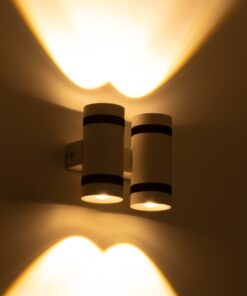 GloboStar® CANNONAL 60578 Φωτιστικό Τοίχου – Απλίκα Αρχιτεκτονικού Φωτισμού Εσωτερικού Χώρου Up & Down LED 20W 2300lm 30° AC 220-240V IP20 Μ12 x Π6.5 x Υ11cm – Θερμό Λευκό 2700K – Λευκό με Μαύρο – Bridgelux Chip – 3 Χρόνια Εγγύηση