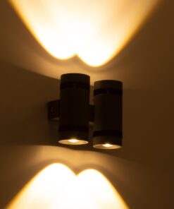 GloboStar® CANNONAL 60579 Φωτιστικό Τοίχου – Απλίκα Αρχιτεκτονικού Φωτισμού Εσωτερικού Χώρου Up & Down LED 20W 2300lm 30° AC 220-240V IP20 Μ12 x Π6.5 x Υ11cm – Θερμό Λευκό 2700K – Γκρι Ανθρακί με Μαύρο – Bridgelux Chip – 3 Χρόνια Εγγύηση