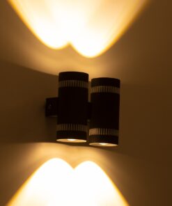 GloboStar® CANNONAL 60580 Φωτιστικό Τοίχου – Απλίκα Αρχιτεκτονικού Φωτισμού Εσωτερικού Χώρου Up & Down LED 20W 2300lm 30° AC 220-240V IP20 Μ12 x Π6.5 x Υ11cm – Θερμό Λευκό 2700K – Μαύρο με Λευκό – Bridgelux Chip – 3 Χρόνια Εγγύηση