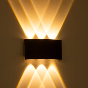 GloboStar® SIXOAD 60586 Φωτιστικό Τοίχου – Απλίκα Αρχιτεκτονικού Φωτισμού Εσωτερικού/Εξωτερικού Χώρου Up & Down LED 18W 2160lm 30° AC 220-240V Αδιάβροχο IP65 Μ17 x Π4 x Υ8cm – Θερμό Λευκό 2700K – Μαύρο – Bridgelux Chip – 3 Years Warranty