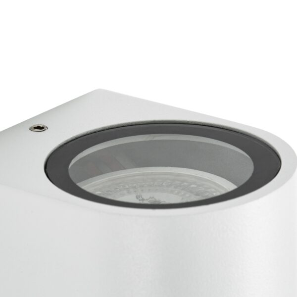 GloboStar® MURANO 60605 Φωτιστικό Τοίχου – Απλίκα Αρχιτεκτονικού Φωτισμού Εξωτερικού Χώρου Up or Down Αλουμινίου με Ντουί 1 x GU10 AC 220-240V Αδιάβροχο IP65 Μ8 x Π8 x Υ7cm – Λευκό – 5 Years Warranty