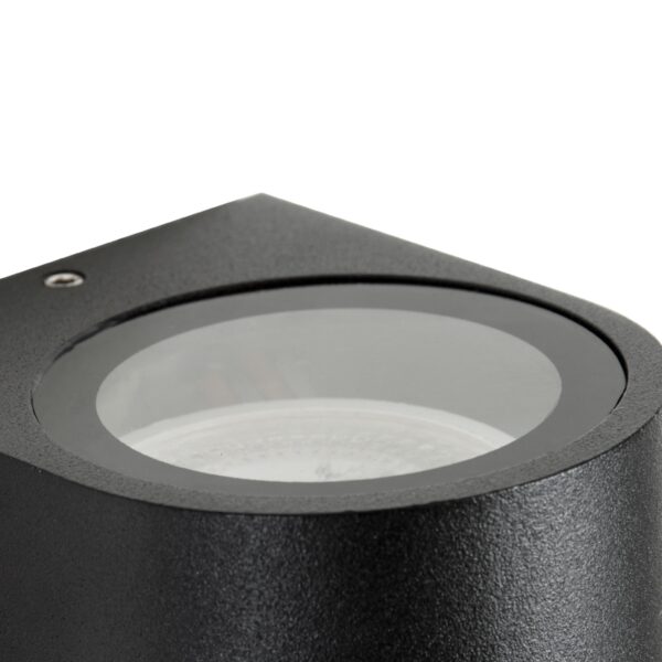GloboStar® MURANO 60607 Φωτιστικό Τοίχου – Απλίκα Αρχιτεκτονικού Φωτισμού Εξωτερικού Χώρου Up or Down Αλουμινίου με Ντουί 1 x GU10 AC 220-240V Αδιάβροχο IP65 Μ8 x Π8 x Υ7cm – Μαύρο  – 5 Years Warranty