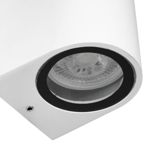 GloboStar® MURANO 60608 Φωτιστικό Τοίχου – Απλίκα Αρχιτεκτονικού Φωτισμού Εξωτερικού Χώρου Up & Down Αλουμινίου με Ντουί 2 x GU10 AC 220-240V Αδιάβροχο IP65 L15 x W8 x H6.8cm – Λευκό – 5 Years Warranty