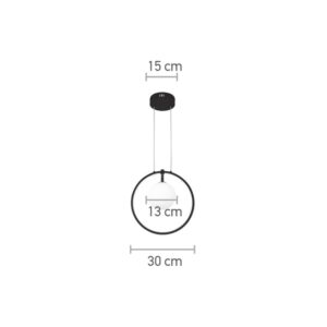 InLight Κρεμαστό φωτιστικό LED 14W 3000K και 1XG9 σε μαύρο χρώμα D:30cm (6061-BL)