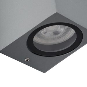 GloboStar® BURANO 60615 Φωτιστικό Τοίχου – Απλίκα Αρχιτεκτονικού Φωτισμού Εξωτερικού Χώρου Up & Down Αλουμινίου με Ντουί 2 x GU10 AC 220-240V Αδιάβροχο IP65 L15 x W8 x H6.8cm – Γκρι Ανθρακί –  5 Years Warranty