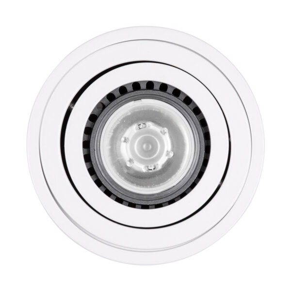GloboStar® AKIRA 60618 Επιφανειακό Κινούμενο Στρόγγυλο Φωτιστικό Σποτ Αλουμινίου με Ντουί GU10 AC 220-240V IP44 Φ8 x Υ10cm – Λευκό – 5 Years Warranty
